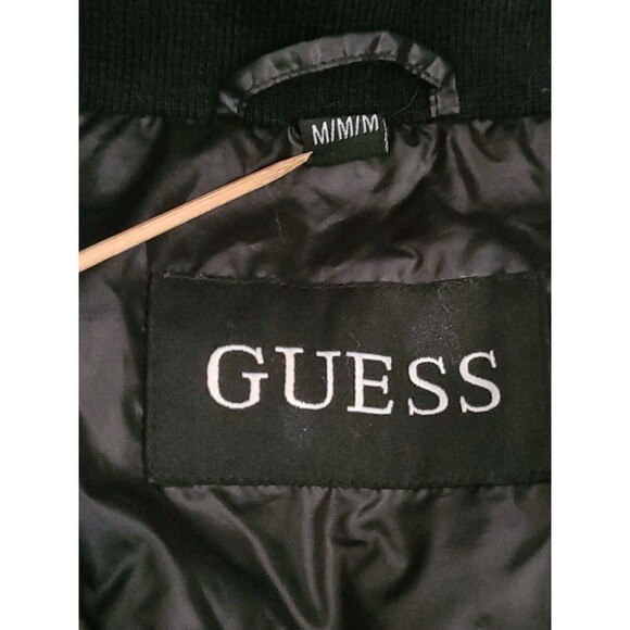 Guess Jacket Womens Medium Black Puffer Quilted Stand Collar Full Zip Pockets - Picture 10 of 11